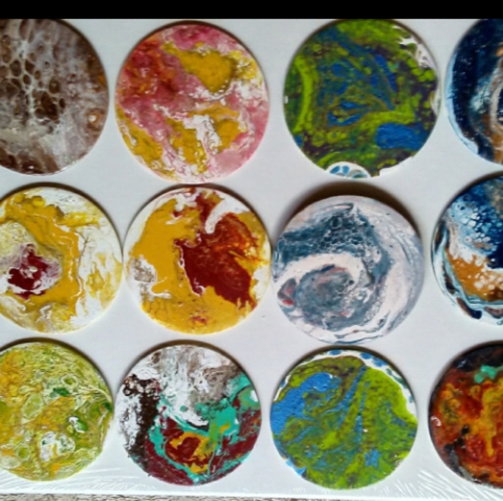 Handpainted Custom Acrylic Pour Magnets